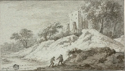 Landscape with Two Figures and Castle on Hill