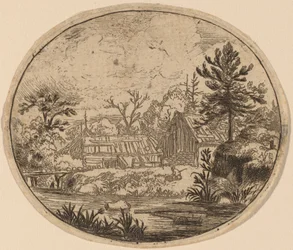 Hamlet at the Bank of a River, probably c. 1645-1656