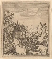Man on a Small Wooden Bridge