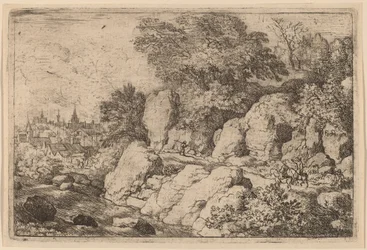 Two Horsemen on a Rocky Path