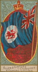 Tasmania, from Flags of All Nations, Series 2, No. 10, for Allen & Ginter Cigarette Brands, ..., 1890.