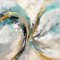 Dynamic Teal Gold Abstract
