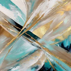 Shimmering Teal Gold Abstract
