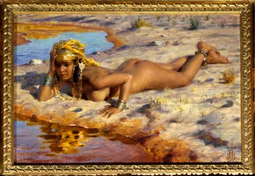 On the edge of the wadi. Painting by Étienne Dinet (1861-1929)