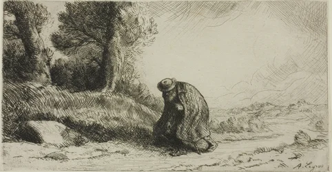 A Vagabond Walking Along a Lane