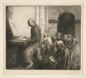 Monk Playing the Organ in Church