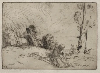 Peasant Woman Seated near a Hedge