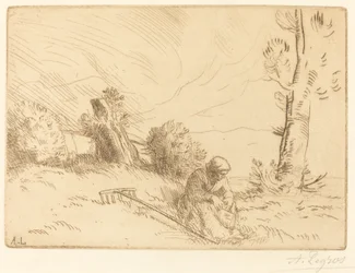 Peasant Woman Seated near a Hedge