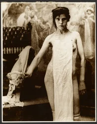 Nude Female Model Draped with Fabric