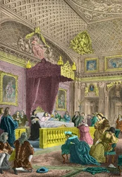 Louis XIV bids farewell to the future Louis XV around the court