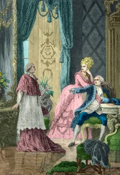 Marie Antoinette and Louis XVI question Cardinal de Rohan about the necklace affair