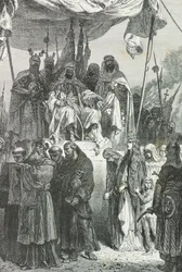 Saladin watches the Christians leave Jerusalem in 1187