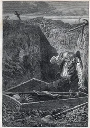 The cemeteries take what they are given - Illustration by Alphonse De Neuville for Les Miserables - Second part: Cosette by Victor Hugo 1862