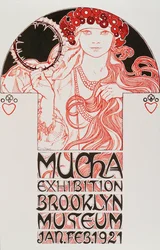 Advertising poster for “Mucha Exhibition, Brooklyn Museum”, 1921, Mucha exhibition at the Brooklyn Museum in New York