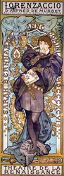 Poster for Lorenzaccio Alfred de Musset, with Sarah Bernhardt, Paris