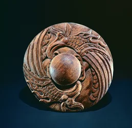Roundel decorated with two griffins, Altai nomadic