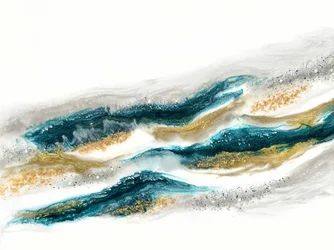 Fluid Gold Teal Waves