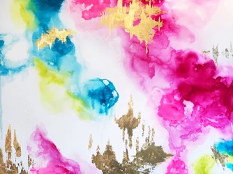 Golden Pink Blue Ink