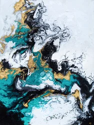 Opulent Gold Teal Swirls