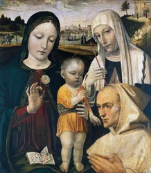 Madonna and Child, Saint Catherine of Siena and a Carthusian Monk, c. 1490