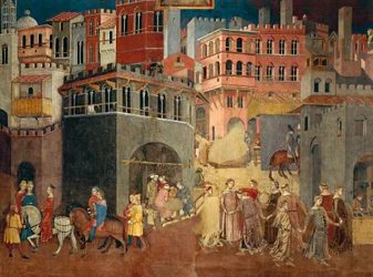 Effects of Good Government in the City, detail from Allegory and Effects of Good and Bad Government in Town and Country