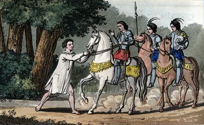 Charles VI caught in madness in the forest of Le Mans - Designed and engraved by Ambroise Tardieu in 1825