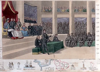 Louis XVI (1754-1793) at the Assembly of Notables, Convocation of the States General and recall of Necker in 1787 following a political crisis in reaction to the royal absolutism of Louis XVI - Drawn and engraved by Ambroise Tardieu in 1825