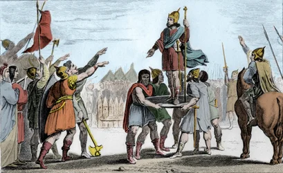 Pharamond I, King of the Franks. Raised Up on a Shield by His People Who Have Elected Him King
