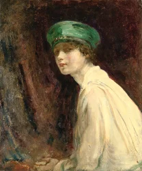 The Green Hat, a portrait of Mrs Claude Johnson, 1918