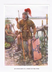 An Auxiliary at a Ferry on the Tyne (illustration from The Roman Soldier)