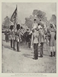 Her Majesty presenting a New State Colour to the Scots Guards at Windsor