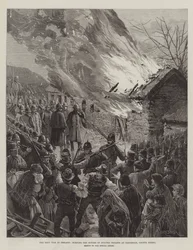 The Rent War in Ireland, Burning the Houses of Evicted Tenants at Glenbeigh, County Kerry