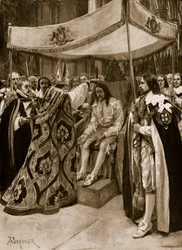 The anointing of Charles I by George Abbot, Archbishop of Canterbury, at Westminster Abbey, on Candlemas Day, 1626