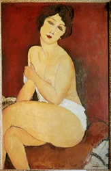 Naked Woman Seated. Painting by Amedeo Modigliani (1884-1920)