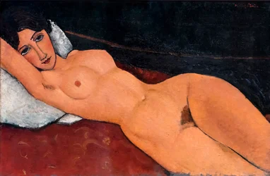 Nude lying on a white cushion, circa 1917