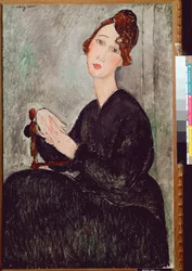Portrait of Dedie Hayden. Woman Clothed in Black with a Melancholic Expression. Painting by Amedeo Modigliani