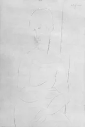 Portrait of a Seated Young Girl. Knee-Length, Head to the Left