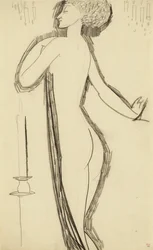 Standing Female Nude in Profile with Lighted Candle, c. 1911