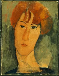 Young Woman with Red Hair Wearing a Collar