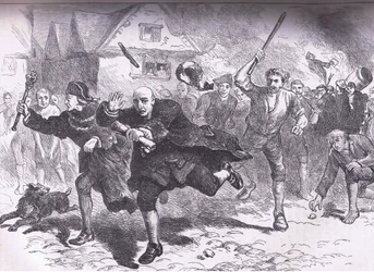 Flight of Hutchinson Before the Rioters, Illustration from Cassell