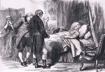 Washington on his death bed, illustration from Cassells History of the United States published by Cassell, Petter & Galpin, c.1900
