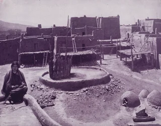 Inner court of a Pueblo town, Arizona