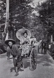 Japanese Girls in Jinrikshas