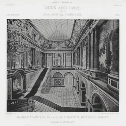 Marble Staircase, Palace of Ludwig II, Herrenchiemsee, Bavaria, Germany