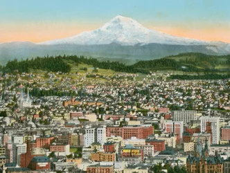 Portland, Oregon, Mount Hood in Distance