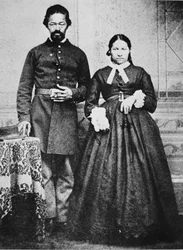 A Black soldier of the Union Army with his wife, c.1865