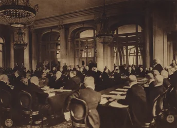 America in World War I: Georges Clemenceau, Premier of France, Delivering to the German Delegates the Allies