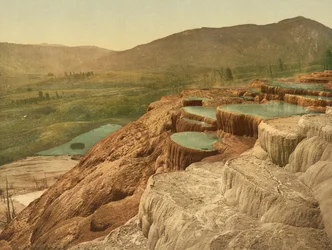 Pulpit Terraces from above, Yellowstone National Park, c.1898 (photochrom)