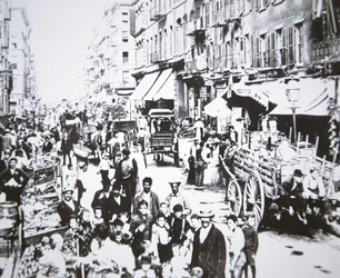 Street market in Mulberry Street, Lower East Side, New York City