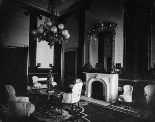 White House interior, Old Green Room, Presidents Study, 1860-80